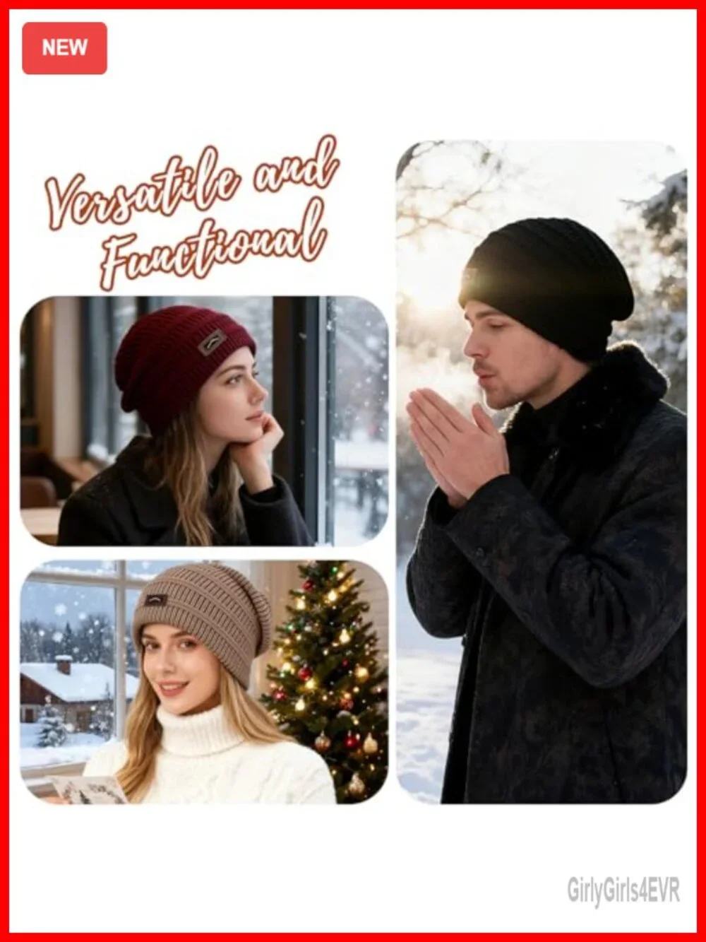 Cable Knit Winter Beanie Skull Cap for Men Women Acrylic